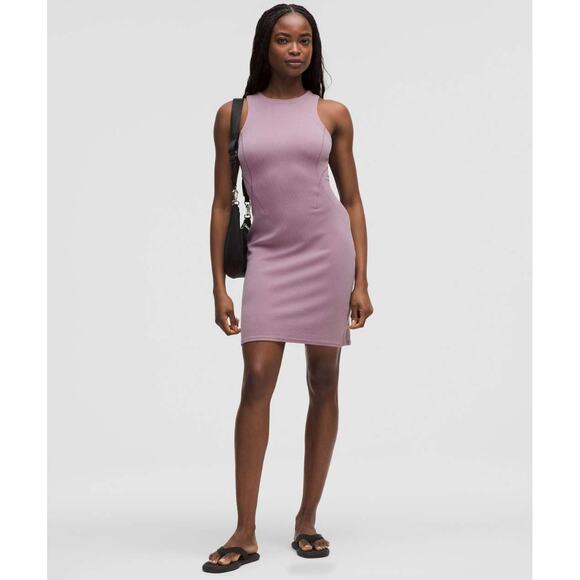 (14) NWT $138 Lululemon Ribbed Softstreme Slim-Fit Tank Dress Lavender Lux - Picture 1 of 5